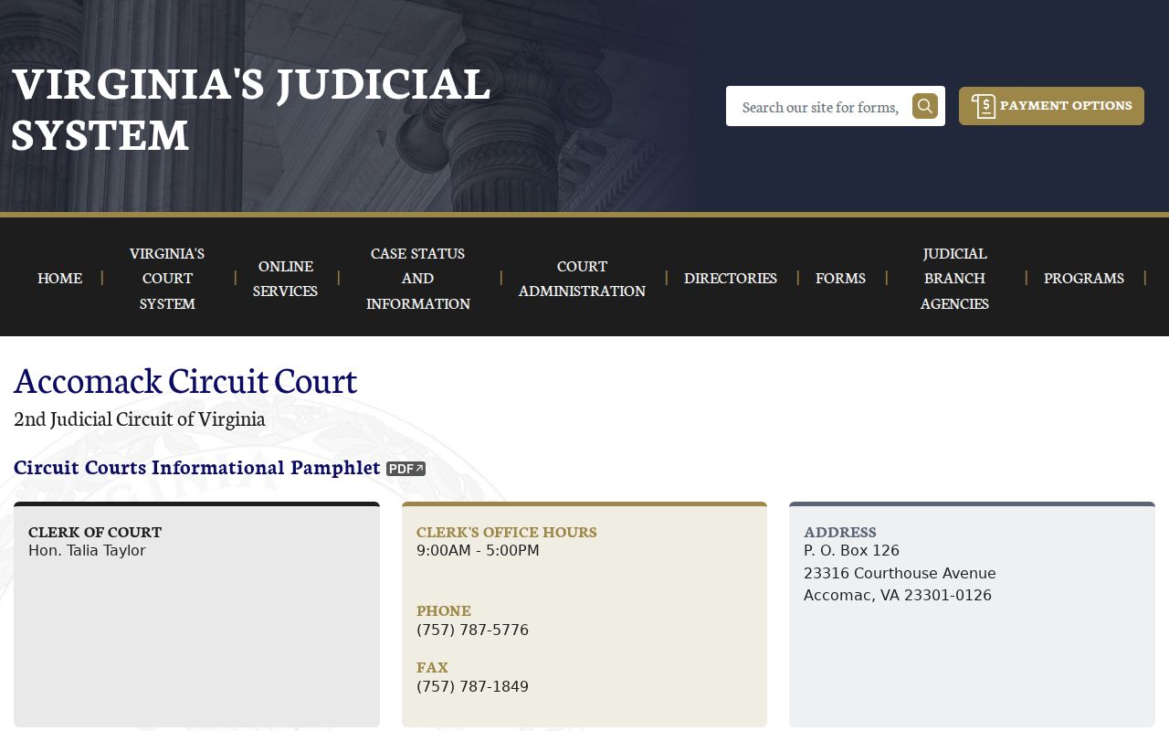 Accomack County warrant search, Circuit Court clerk contact