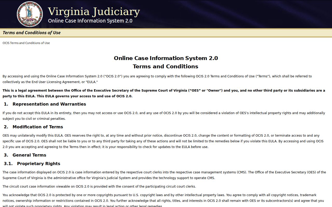 Accomack County warrant search, Virginia OCIS name fields