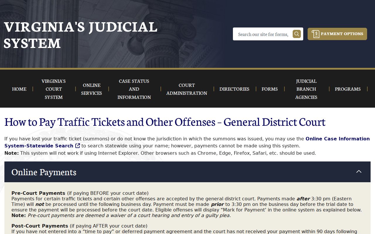 Accomack County traffic warrant search, court case and payment lookup