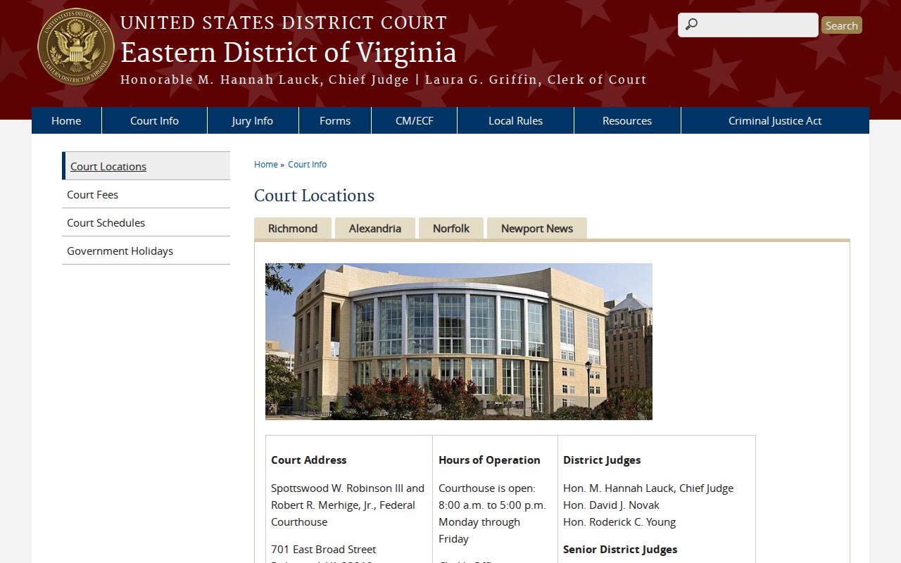 Accomack County federal warrant, Norfolk Division courthouse access